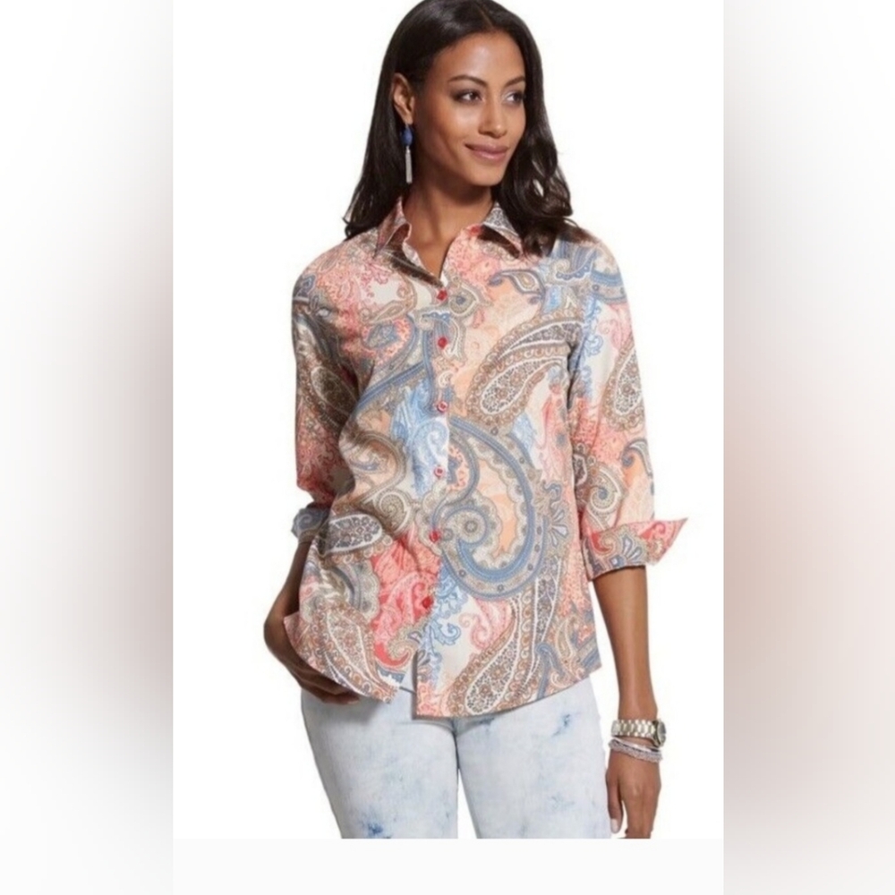 Colorful Paisley Button-Up Shirt